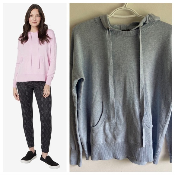 Elliott Lauren Cotton Cashmere Drawstring Hoodie with Front Pocket Sz XS Blue - Picture 1 of 9